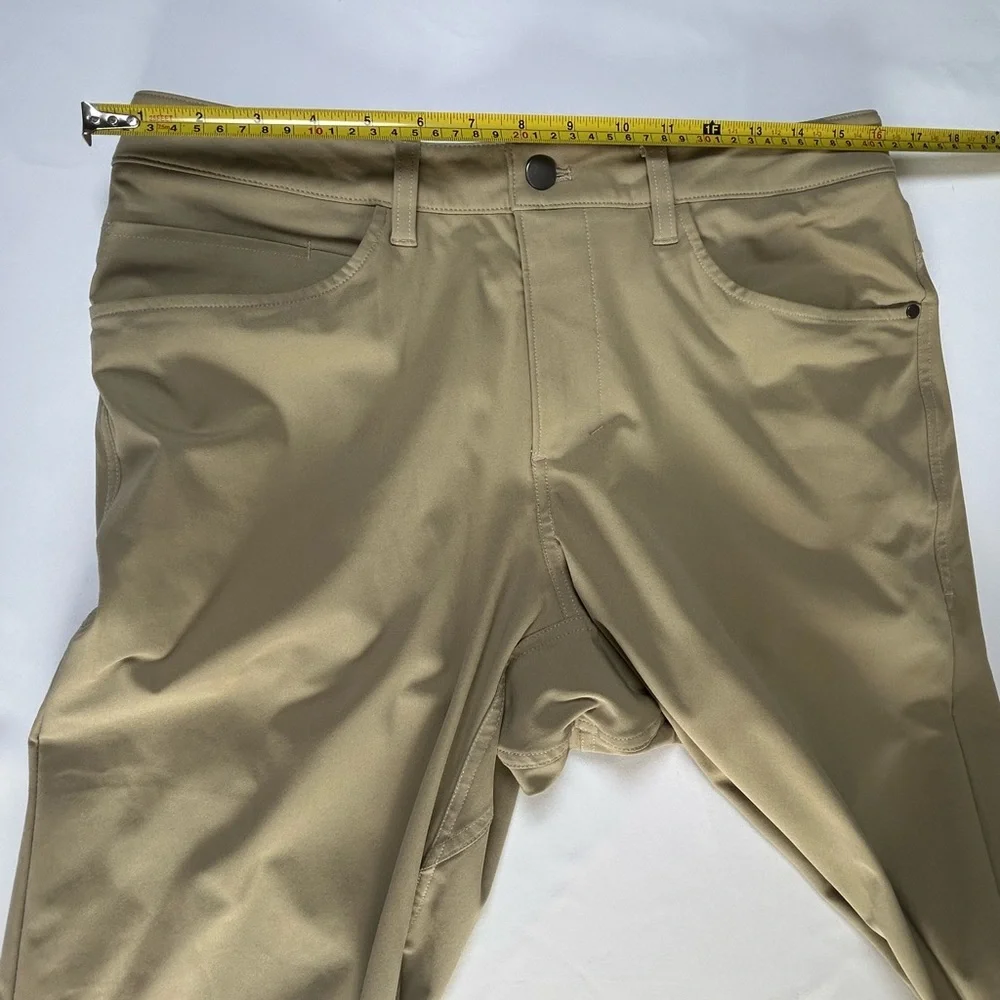 lululemon slim fit pants khaki beige size 31 stretch casual workwear